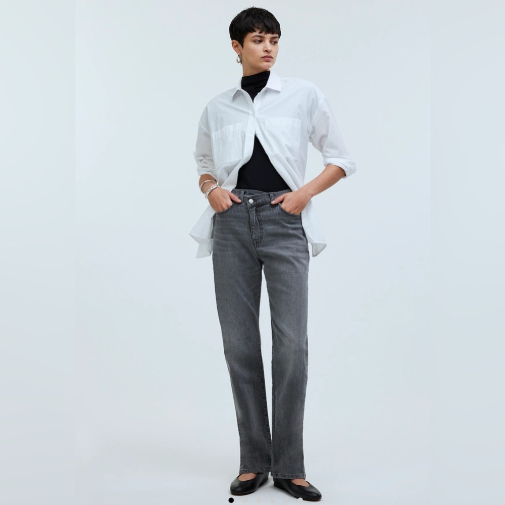 MADEWELL The '90s Straight Jean in Burwick Wash gray Cross-Tab Edition size 26